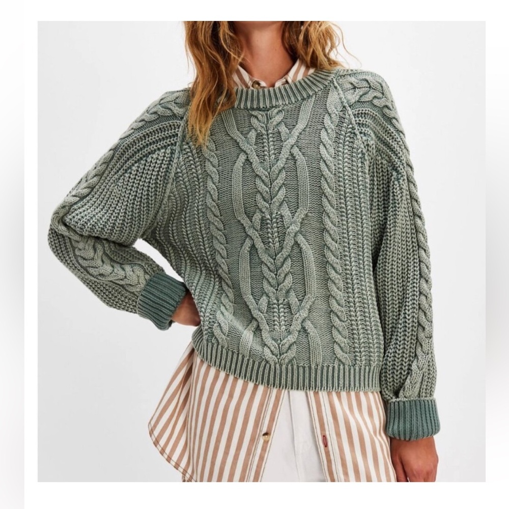 Free People 100% Cotton Frankie Cable Sweater Sz L